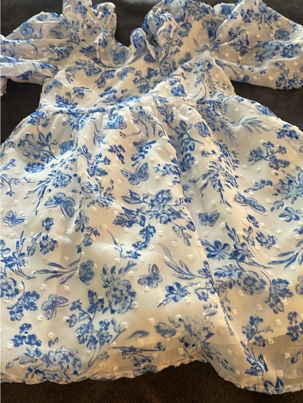 wonder nation White Dress with Blue Floral Print